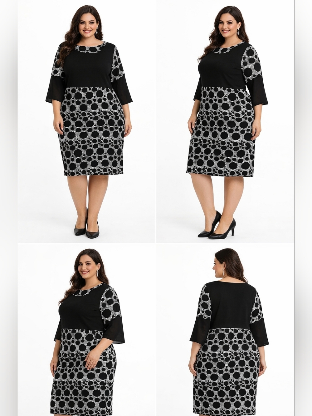 Elegant Black and White Patterned Dress